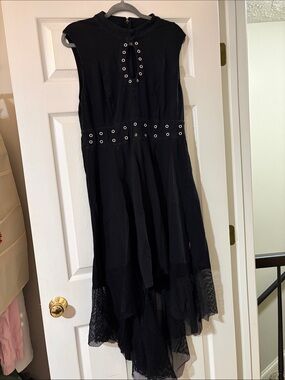 Tripp NYC Black Eyelet-Trim High-Low Dress 2X